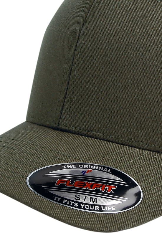 Flexfit Wooly Combed Keps för män och kvinnor, 63% polyester 34% bomull 3% elastan, Klassisk Flexfit Baseballkeps för urban vardagsbruk, Oliv, XXL