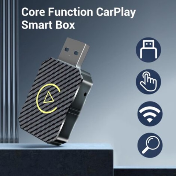 Trådløs CarPlay-konverter, 2 i 1 CarPlay/Android Auto, Kompakt Mini Trådløs CarPlay-adapter for Alle Fabrikkmonterte Kablede CarPlay-systemer (Karbonfiber Co