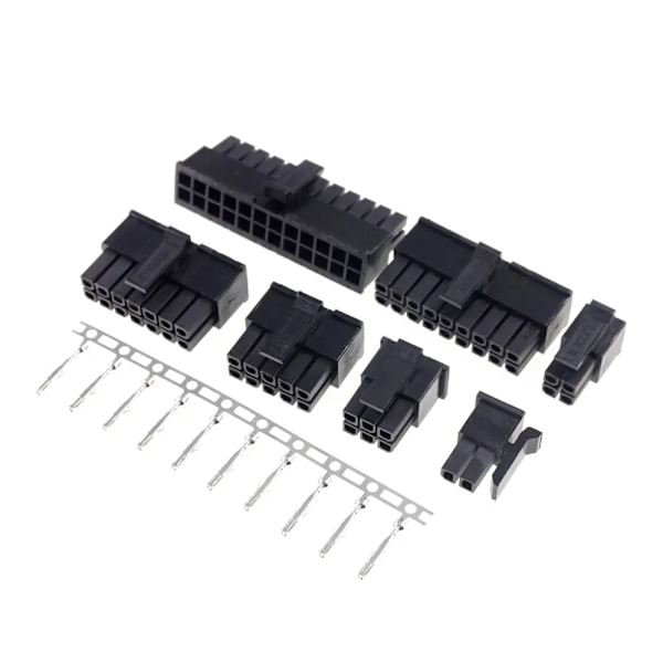 Tukkumyynti 10 sarjaa 3.0mm Micro-Fit 3.0 Liitin Kotelo Naaras 2 Pin 4 6 8 10 12 14 16 18 20 22 24 P Uroskuori + Liitin Molex 43030