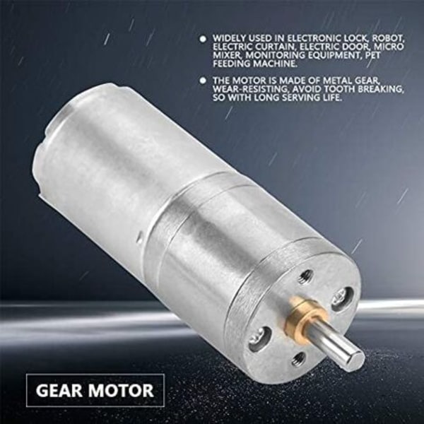 2 st Mikromotor med reduktionsväxel 25GA-370 DC 12 V för elektroniskt lås (30 varv/min)