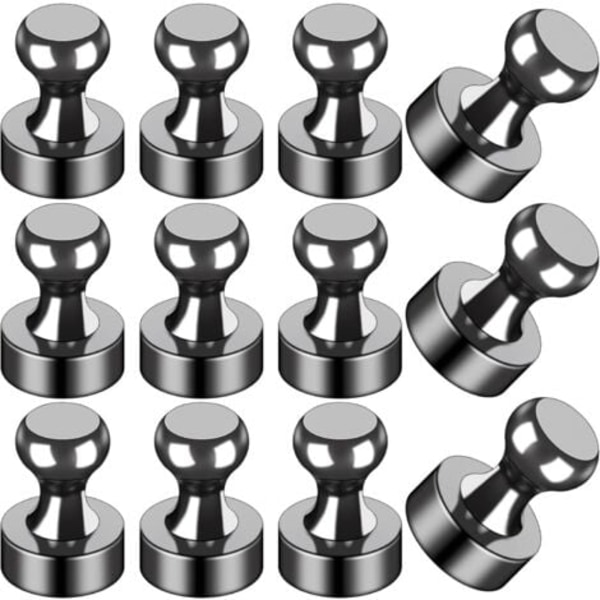12 mustan magneetin setti jääkaappiin, valkotaululle, toimistoon, luokkahuoneeseen, kartalle, keittiöön