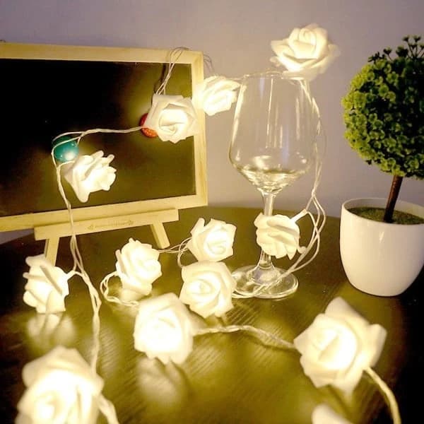 LED-slingor med rosor, LED-ljusslingor med batterilåda, Jul