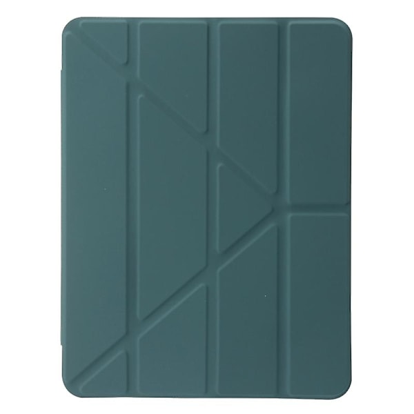 PU-läderfodral till iPad Air 11 (2024) med origami-ställ och transparent lock - svartgrön - WELLNGS Blackish Green