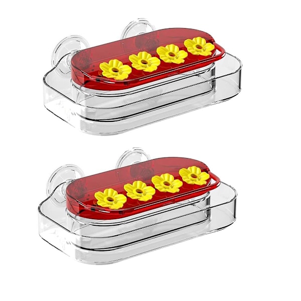 XJ-Fönsterfågelmatare, Starka Sugkoppar, Lockar Kolibrier Med 4 Matningsportar, 2-pack