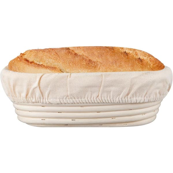 2-pack Proofing Basket - Oval 25 cm Bread Proofing Basket - Handmade from Natural Rattan - Includes Linen Cloth - For Sourdough and Bread Baking