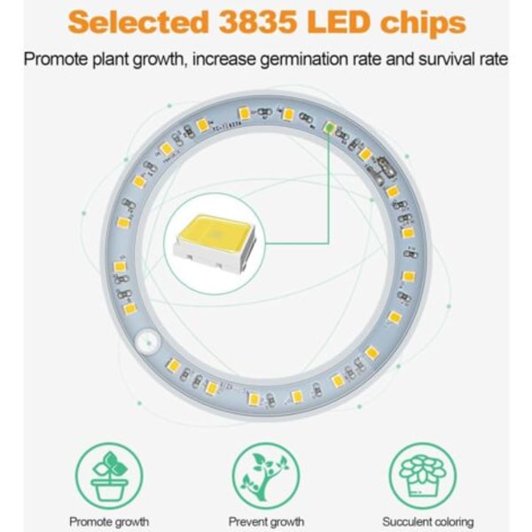 LED-täyden spektrin lamppu sisäkäyttöön, täyden spektrin kasvilamppu kytkimellä ja USB-latausportilla puutarhakasvihuoneeseen