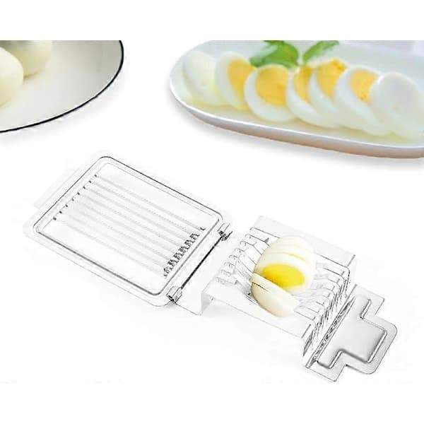Eggdeler i rustfritt stål, eggkutter i metall, multifunksjonell eggdeler, for å kutte posjerte egg, kokte egg, andeegg osv.