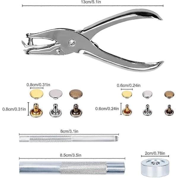 Nahka Niitit 240 Set 2 Kokoa Tupla Niitit Putkimaiset Metallinastat-ZCY