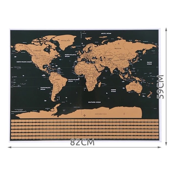 XJ-Raaputuskartta tarvikkeilla / Scratch Map / Maailmankartta - 82 x 59 cm