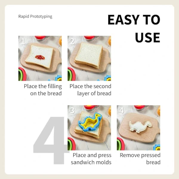 Sandwichkutter og -forsegler for lunsj - 5 stk Uncrustable Maker for matboks og bentoboks - Kakeformer for gutter og jenter