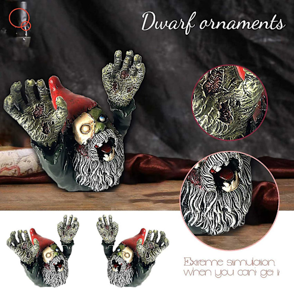 XJ-Zombie Trädgårdstomtar Staty För Trädgården Läskiga Tomte Dvärg Ornament