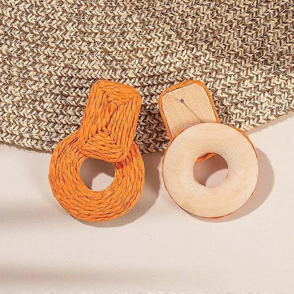 Statement Raffia Øreringe Søde Boho Øreringe Rattan Hængeøreringe