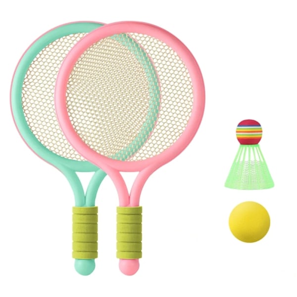 Barnens Badmintonracket Set - Lättvikts Tennis & Badminton Leksak för Barn med Bollar för Familjespel Pink Green