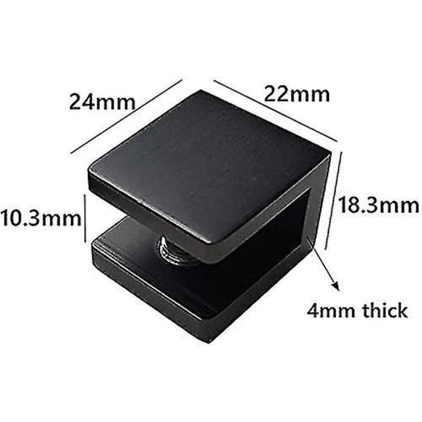 XJ-4-pak Glasklemmer, Ingen Boring i Glas Glashyldeholder Klemme Støtte (til 8mm-10mm Glas, Sort)