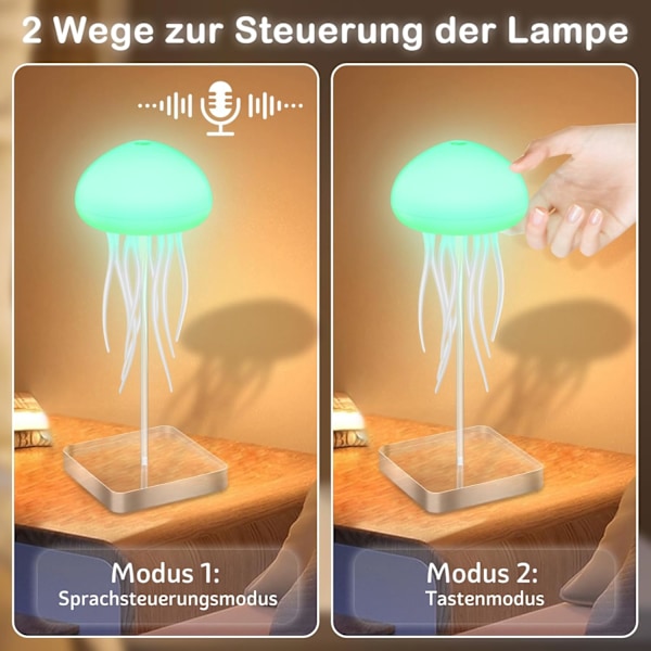 XJ-LED-manetlampa, RGB Gradient Jellyfish-lampa med röststyrning och smarta tentakler för hem och kontor