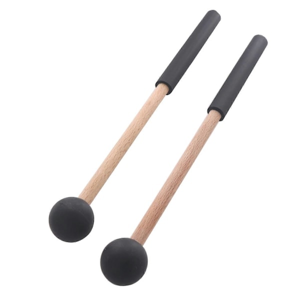 1 Pari Tongue Drum -rumpukapuloita, pehmeät kumipäät, rumpukapulat, tikut rumpuihin, tongue drum -rumpuihin ja koskettimistoon, puu, musta