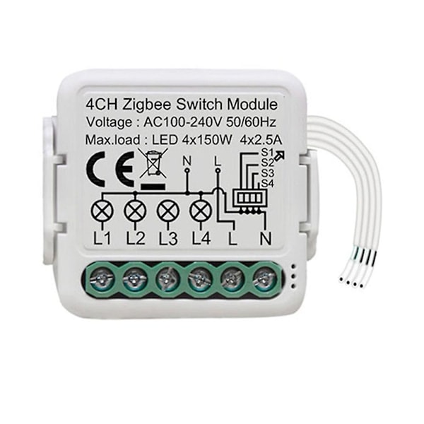 XJ-Tuya Zigbee Älykäs Kytkinmoduuli Rele 4 Ryhmää Smartlife Langaton Ohjaus Yhteensopiva Koti Yandexin Kanssa