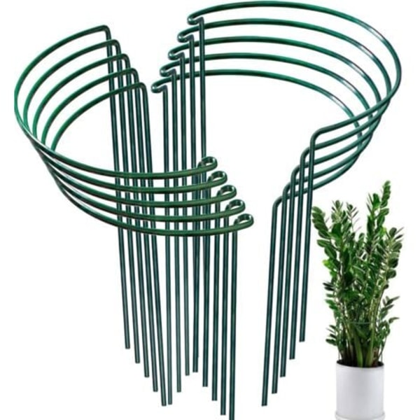 Pakke med 10 halvcirkelformede plantestøtter til grønne planter, for at fremme væksten af dine planter - Støtter til hortensiaer, pæoner og stauder (25c