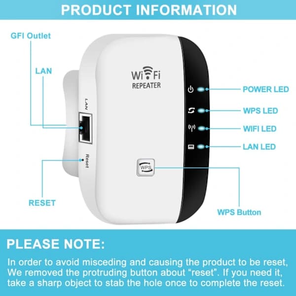 WiFi Räckviddsförlängare 2024 | Täcker 280 Kvm & 45 Enheter | Vit [JUN]