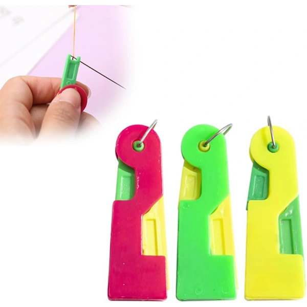 Random Color Automatic Needle Threader - Quick Plastic Threading for Hand Sewing, Embroidery & Cross Stitch, Crafts, Universal Compatibility