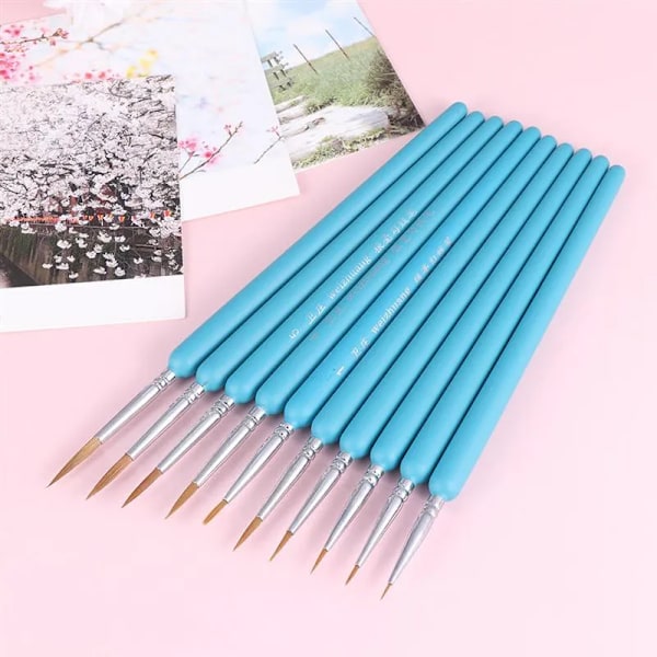 Engros 9 stk./sæt Fine Detail Paint Brush Miniature Små pensler til maling Micro Artist Paints Penselsæt Skole-/kunstartikler