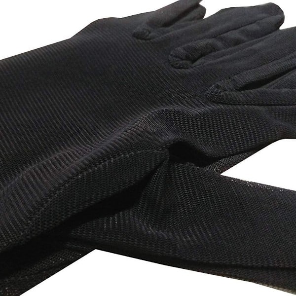 55 cm Dame Mesh Gennemsigtige Lange Handsker med Fuld Finger Skøre Operahandsker Strækbare Vanter Sort