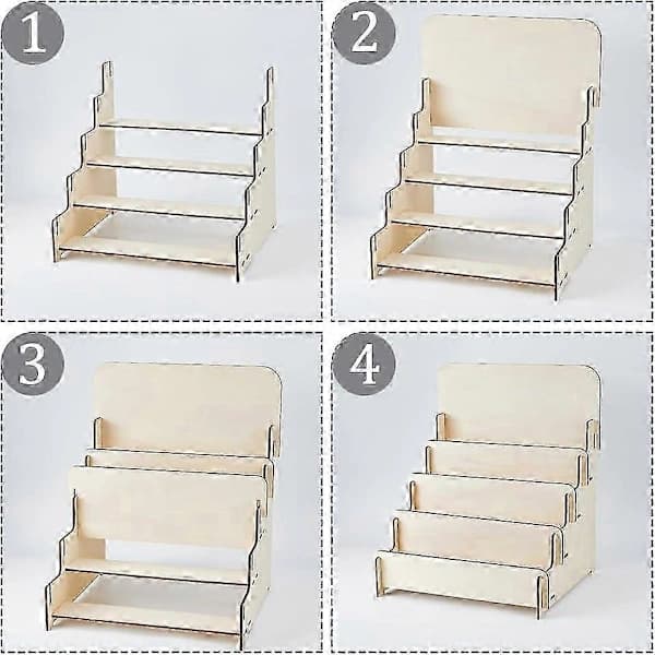 Trehylle for bordplassering, for postkort, øredobber, rektangulær, beige, 265x280x445 mm