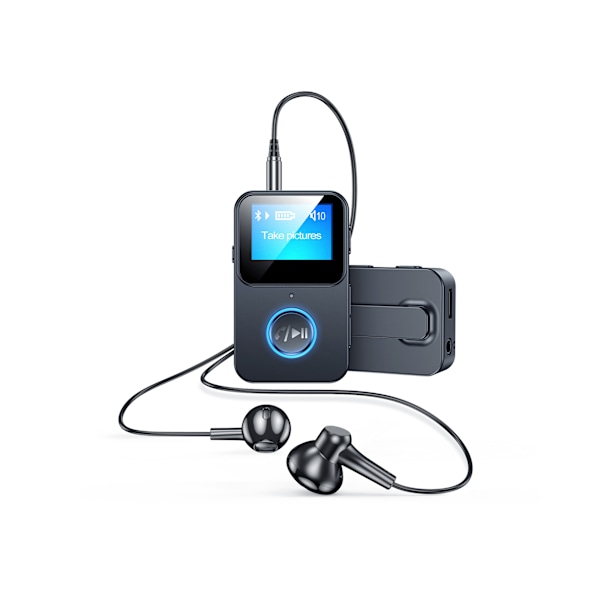 XJ-LCD Bluetooth 5.0 Lydmottaker Sender 3,5 mm Aux Trådløs Stereoadapter Støtte TF-avspilling Selfie