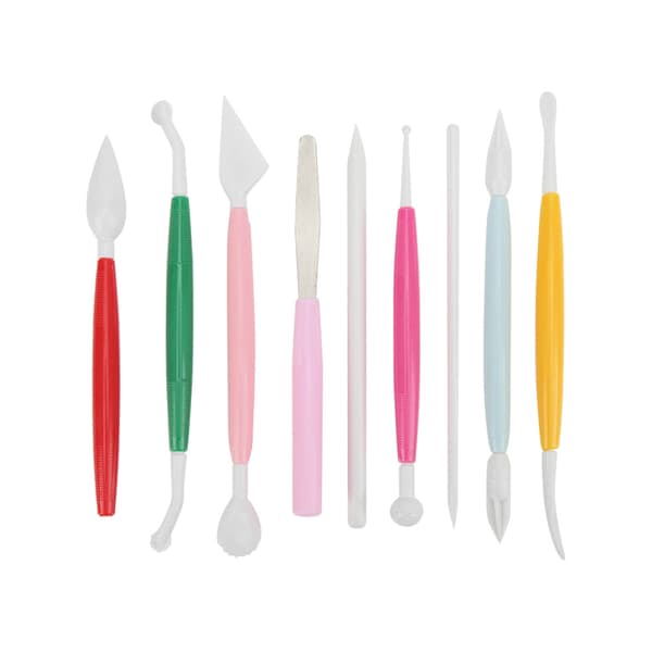 9 st Kids Plastic Box Modeling Clay Tools Non Slip Handle Smoother Edges Pottery Clay Sculpting Tools for Home School DIY