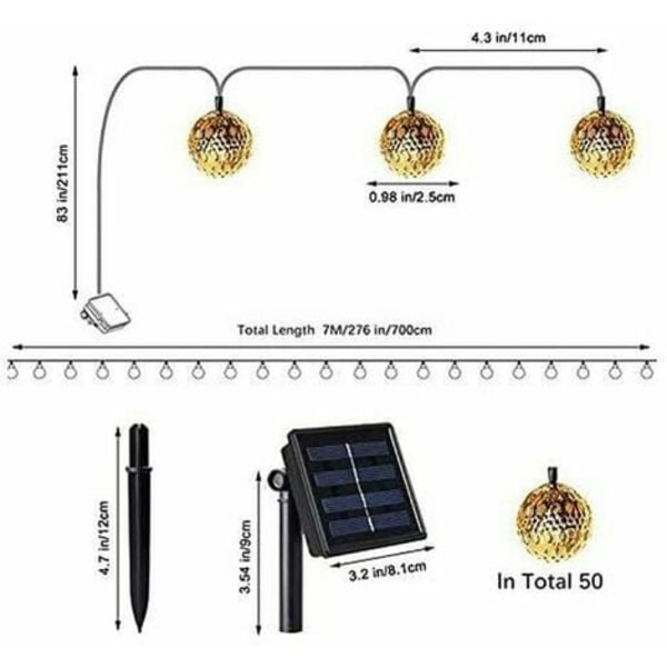 Marockanska Solcellsslingor Utomhus: 2-pack 7M LED-slingor med 50 Lampor, 8 Ljuslägen Vattentäta, Perfekt för Trädgård, Uteplats, Gård, Hem, Ch