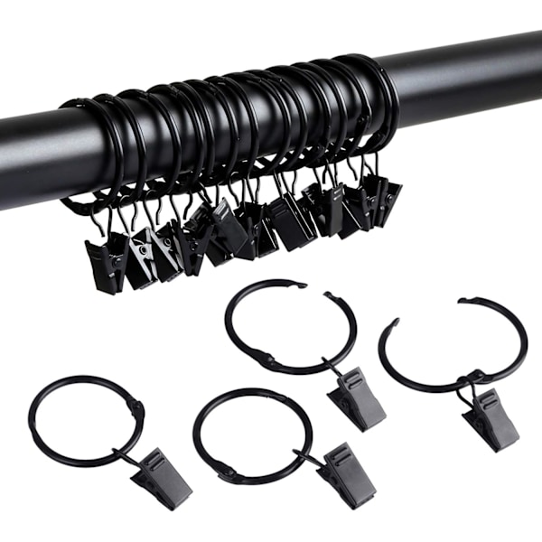 XJ-36-pak åbningsbare gardinringe i metal med klemmer, 31 mm