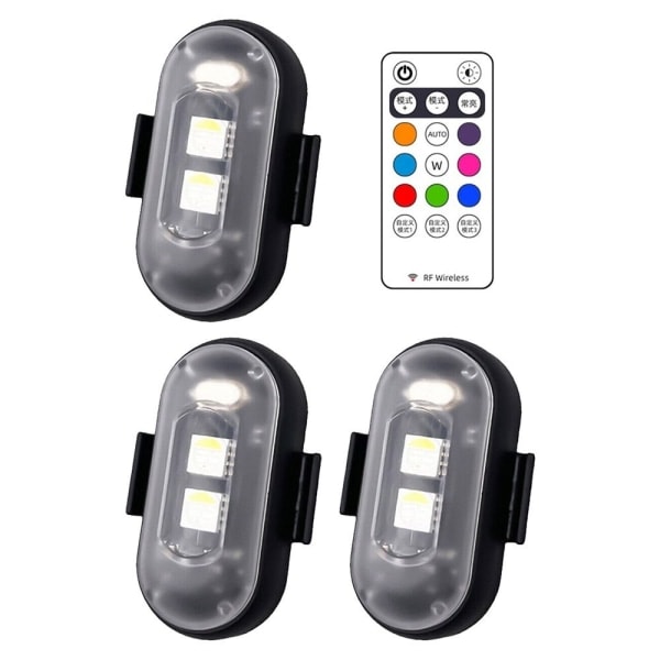 8 farger LED strobelys flylys 3Pcs