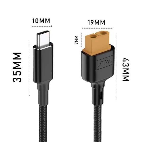 100 cm 50 cm Snabbladdningskabel XT60 till Typ-C 100 CM 100cm[XJ]