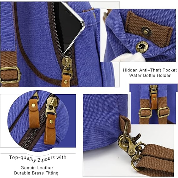 XJ-Canvas Sling Bag - Liten Crossbody Ryggsekk Skulderveske Casual Dagstursekk for Menn Kvinner