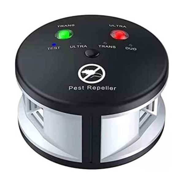 360° ultralyd repeller mot rotter, mus, gnagere, kakerlakker og insekter. Kraftige variable frekvenser, en rekkevidde på 550 m2.