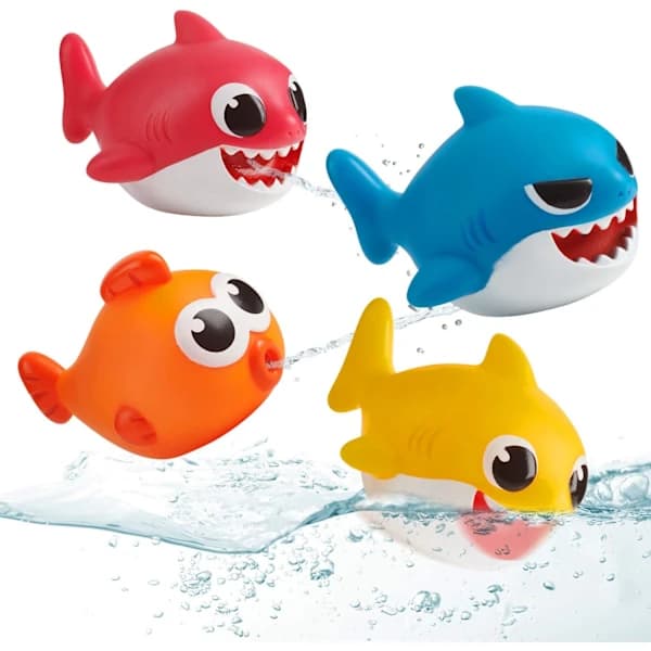 Baby Shark Badleksak med Vattensprut, 4-pack