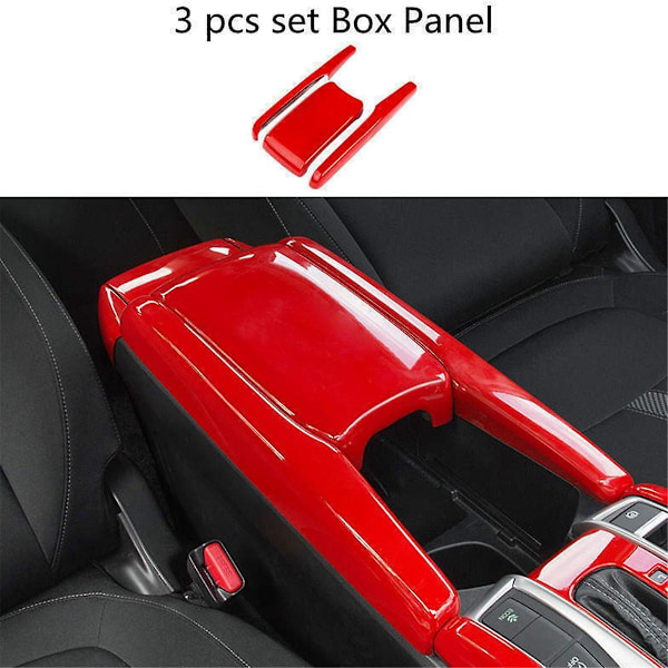XJ-3st Röda Mittkonsol Armstöd Box Trim Skydd För 10:e 2016-2021