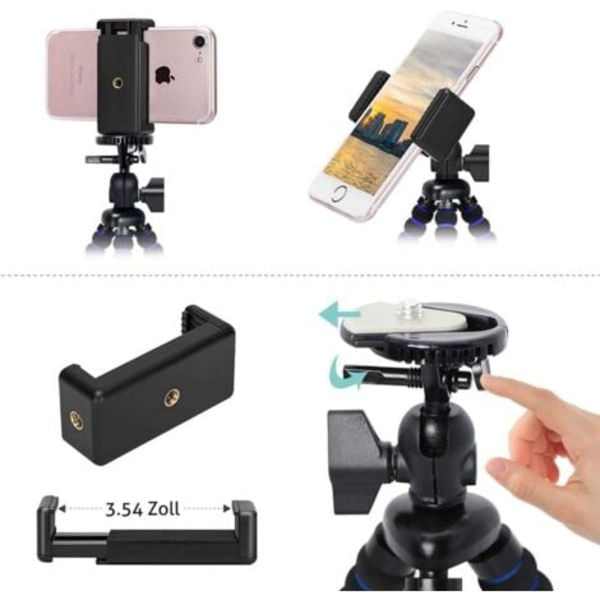 Mini Fleksibelt Stativ, Bærbare Smartphone-stativer med Bluetooth-fjernbetjening til iPhone, Samsung, Huawei og GoPro Kamera