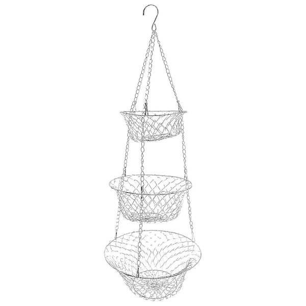3-Tier Hanging Fruit Basket for Kitchen - Space Saving Storage Rack
