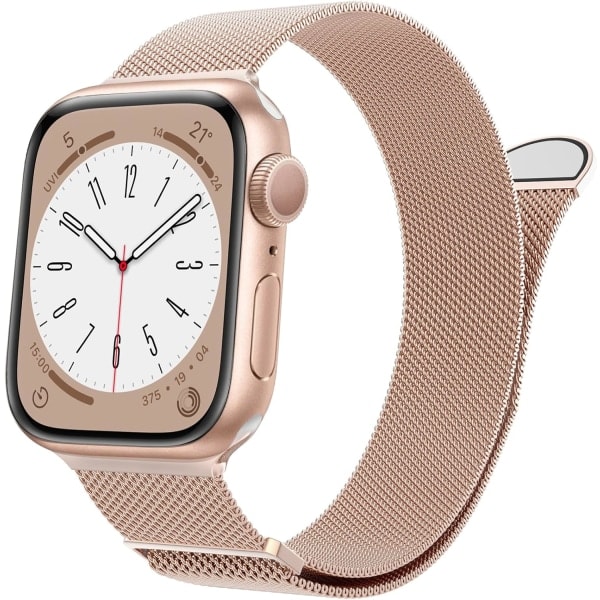 Kvinner og menn, nettinglenke i mesh stål Magnetisk lås for iWatch-rem (45mm/44mm/42mm/49mm, Regnbue).