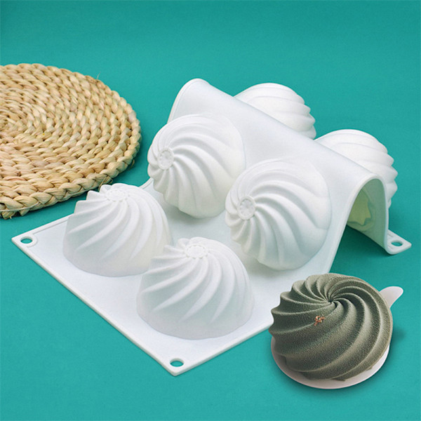 XJ-6 Hulrum Silikone Cyclone Rund Spiral Kage Bage Mousse Form