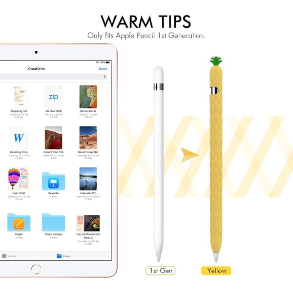 XJ-Etui til Apple Pencil 1. generation, blødt silikoneetui med sødt frugtdesign, beskyttende tilbehør