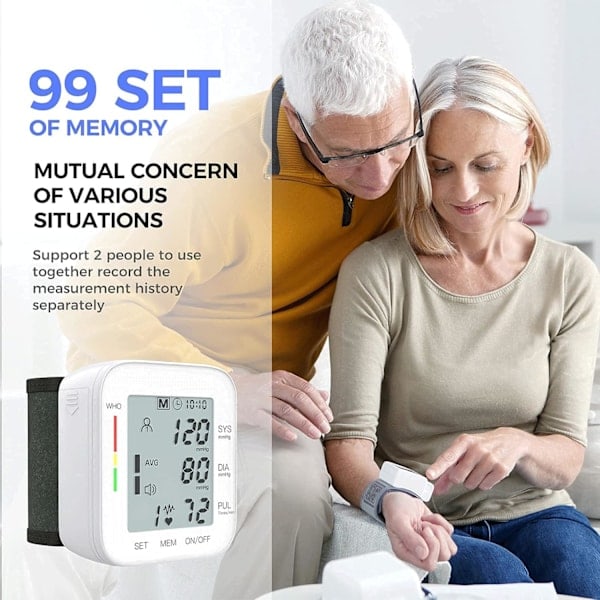 Blood Pressure Monitor with Large LCD Screen and Adjustable Wrist Cuff