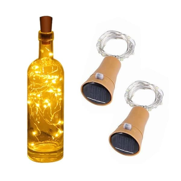 XJ-2-Pack Flasklampa med Solcell – Ljusslinga för Flaskor LED
