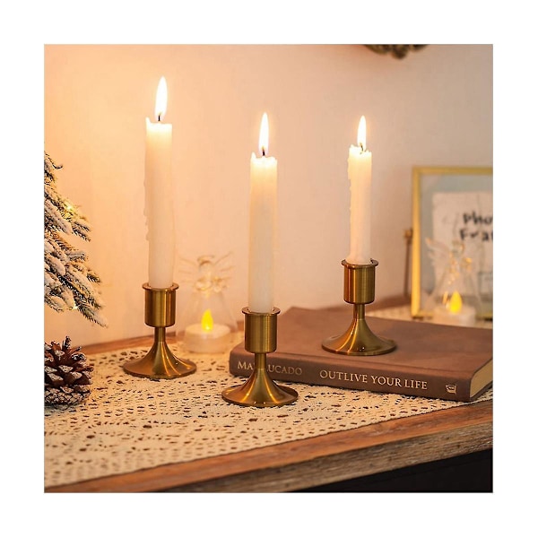Ljusstake Guld Avsmalnande Ljus 6st Ljusstakar Dekorativa Jul Metall För Avsmalnande Ljus