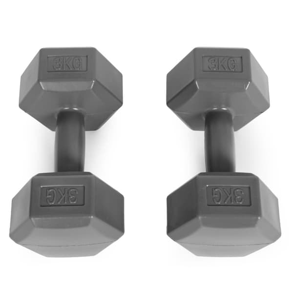 XJ-Hex hantelset 2x3 kg, träningsvikter, konditionsbelastning, grå, ModernHome