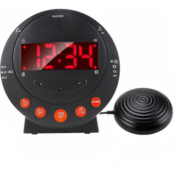 Sonic Boom Väckarklocka, Extra Högljudd Vibrerande Dubbel Väckarklocka, Digital Väckarklocka Med Sängvibrator -