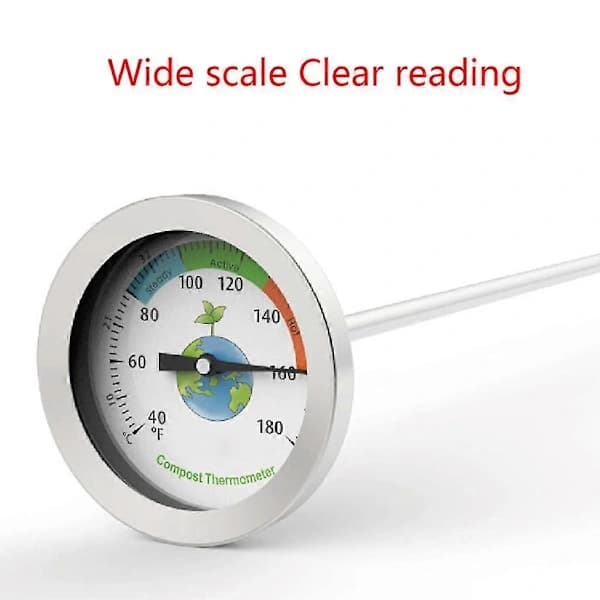 50 cm kompostjordtermometer i rustfrit stål Celsius-måling til haven 40-180