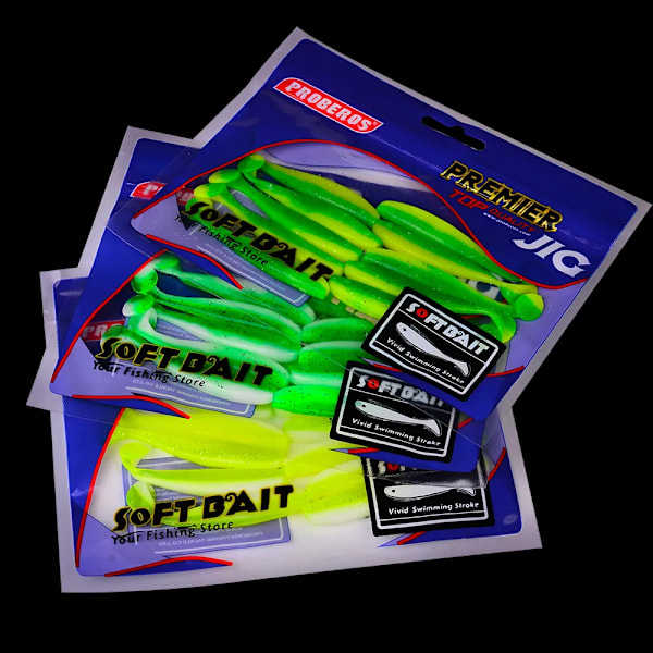 PROBEROS 10 stk Shad Fiske Lokkemidler Myke Agn 55-65-70mm Silikon Wobbler Agn Karp Bass Fiske Myke Lokkemidler Kunstig Gjedde Agn
