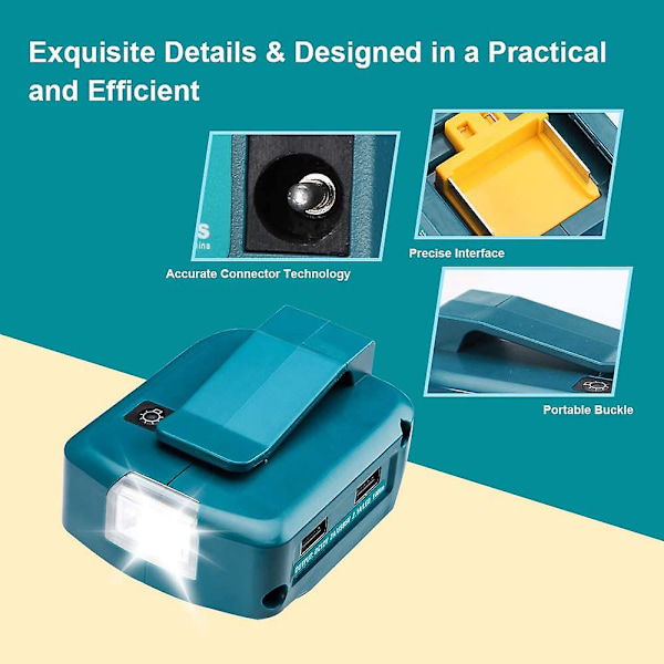 XJ-For Adp068 14.4v/18v Lithium-ion Batteriadapter Strømkilde Batterier Oplader Med Dobbelte Usb-porte